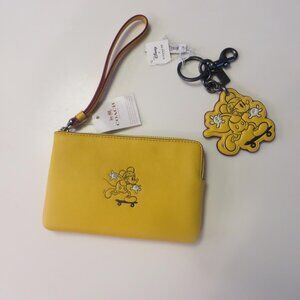 NWTS Coach Disney X Mickey Mouse Wristlet + matching Mickey Skateboard Key Ring